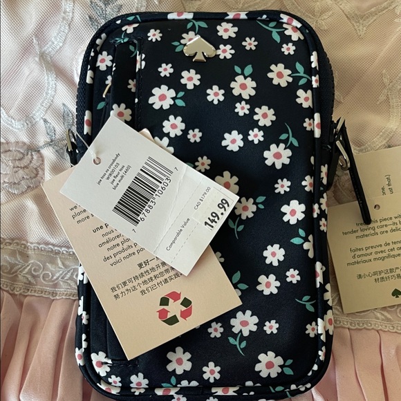 Kate Spade Navy Floral Phone & Essentials Bag - Navy Blue - NEW - Picture 2 of 3